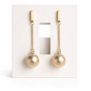 Bearfruit new Gold Drop Pearl Ball Chain Earrings - Women Jewelry